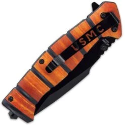 USMC Classic Marine Pocket Knife - Stainless Steel Blade, Non-Reflective, TPU Stacked Handle, 3-D Printed, Pocket Clip -Knife Series Shop D19 UC3366