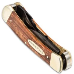 Bushmaster Classic Whittler’s Pocket Knife - Carbon Steel Blades, Wooden Handle Scales, Nickel Silver Bolsters - Closed Length 4 1/4” -Knife Series Shop D19 UC3385