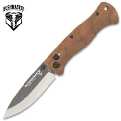 Bushmaster Explorer Pocket Knife - S35V Steel Blade, Zebra Wood Handle Scales, Ball Bearing Pivot Lock - Closed 4 3/8” -Knife Series Shop D19 UC3441