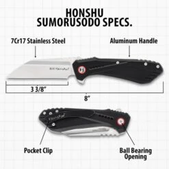 Honshu Sumorusodo Pocket Knife - 7Cr17 Stainless Steel Blade, Aluminum Handle, Ball Bearing Opening, Liner Lock -Knife Series Shop D19 UC3540
