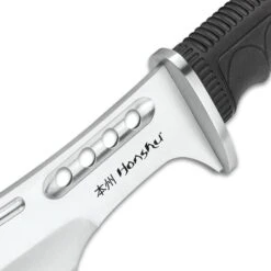 Honshu Boshin Parang With Leather Belt Sheath - 7Cr13 Stainless Steel Blade, Thru-Holes, Molded TPR Handle, Lanyard Hole - Length 19 1/2” -Knife Series Shop D46 UC3242
