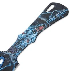 Lone Wolf Throwing Knife Set And Sheath - Stainless Steel Construction, Printed Artwork, Three Pieces - Length 7 3/4” -Knife Series Shop D47 BK5166