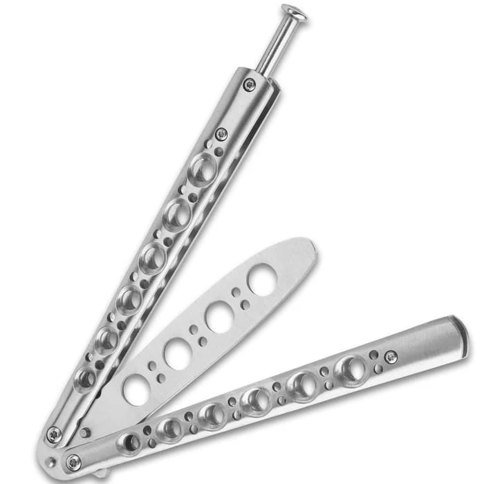 Silver Skeleton Butterfly Trainer - Stainless Steel Construction, Satin Finish, Lightweight, Handle Latch, Smooth Rotating Pins 3 Silver Skeleton Butterfly Trainer - Stainless Steel Construction, Satin Finish, Lightweight, Handle Latch, Smooth Rotating Pins - Image 3