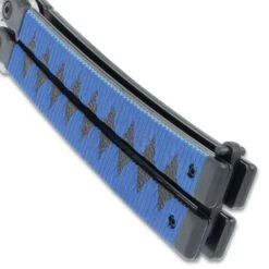 Blue Samurai Butterfly Knife - Stainless Steel Tanto Blade, Aluminum Handle, Latch Lock - Length 9 3/4" -Knife Series Shop D49 VB2075