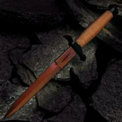 Hibben HellFyre Knife Collection - Damascus Steel Blades, Wire-Wrapped Handles, Black Metal Guards, Leather Belt Sheaths -Knife Series Shop E00 GH5119