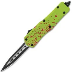Zombie Apocalypse OTF Automatic Knife And Sheath - Stainless Steel Blade, Metal Handle - Length 7" -Knife Series Shop E04 VB1870