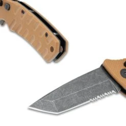 Bronze Serrated Automatic Knife - Stainless Steel Blade, G10 Handle, Safety Lock, Pocket Clip - Length 8" 8 Bronze Serrated Automatic Knife - Stainless Steel Blade, G10 Handle, Safety Lock, Pocket Clip - Length 8" -Knife Series Shop E04 VB2184