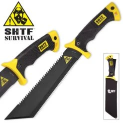 SHTF Jungle Hunter Tanto Machete With Nylon Sheath | Serrated Spine -Knife Series Shop E17 BK3514
