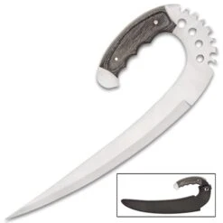 Riddick Claw Knife With Sheath - Stainless Steel Blade, Aggressive Cut-Outs, Full Tang, Wooden Handle Scales - Length 12 3/4” -Knife Series Shop E17 BK5135