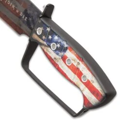 American Flag Bowie And Pocket Knife Set - Stainless Steel Blades, Aluminum Handles, Photograph Quality Artwork -Knife Series Shop E17 BK5192
