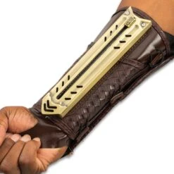 The Assassins Guild Tactical Gauntlet - Stainless Steel Blade, Faux Leather And Nylon Canvas Arm Sheath - Length 12” -Knife Series Shop E17 BK5456