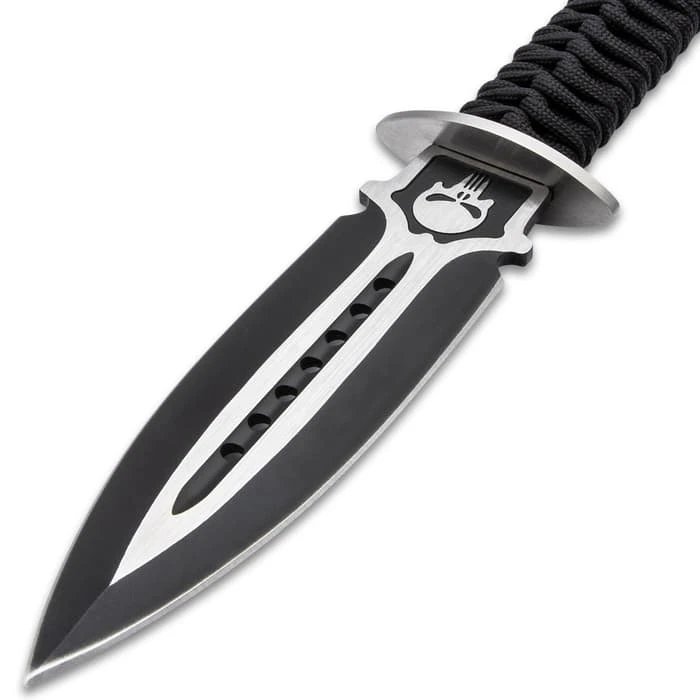 Skull Dagger And Sheath - 3Cr13 Stainless Steel Blade, Nylon Rope Wrapped Stainless Steel Handle - Length 9” 4 Skull Dagger And Sheath - 3Cr13 Stainless Steel Blade, Nylon Rope Wrapped Stainless Steel Handle - Length 9” - Image 4