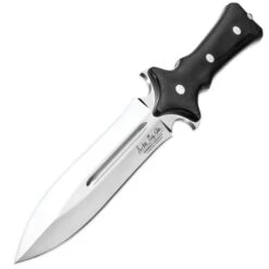 Hibben Legacy Boot Knife With Leather Sheath - 7Cr17 Stainless Steel Blade, Pakkawood Handle, Trigger-Finger Grips - Length 11 3/4” -Knife Series Shop E17 GH5059