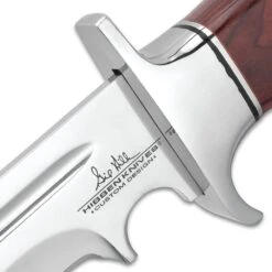 Gil Hibben Legionnaire Bowie Knife II With Leather Belt Sheath - 7Cr17 Stainless Steel Blade, Dark Brown Pakkawood Handle, Stainless Steel Guard And Pommel -Knife Series Shop E17 GH5068