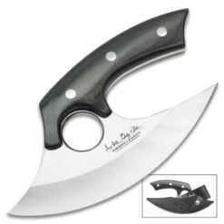 Hibben Legacy Ulu Knife And Leather Sheath - 5Cr15 Stainless Steel Blade, Pakkawood Handle Scales, Stainless Steel Pins - Length 7 5/8 7 Hibben Legacy Ulu Knife And Leather Sheath - 5Cr15 Stainless Steel Blade, Pakkawood Handle Scales, Stainless Steel Pins - Length 7 5/8 -Knife Series Shop E17 GH5074
