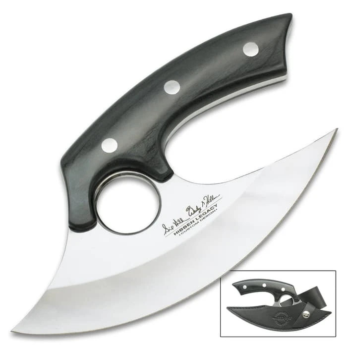 Hibben Legacy Ulu Knife And Leather Sheath - 5Cr15 Stainless Steel Blade, Pakkawood Handle Scales, Stainless Steel Pins - Length 7 5/8 4 Hibben Legacy Ulu Knife And Leather Sheath - 5Cr15 Stainless Steel Blade, Pakkawood Handle Scales, Stainless Steel Pins - Length 7 5/8 - Image 4