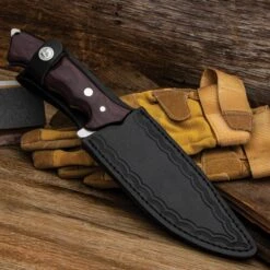 Hibben Legacy Fighter IV And Sheath - 5Cr15MoV Stainless Steel Blade, Pakkawood Handle Scales - Length 12 1/8” -Knife Series Shop E17 GH5112