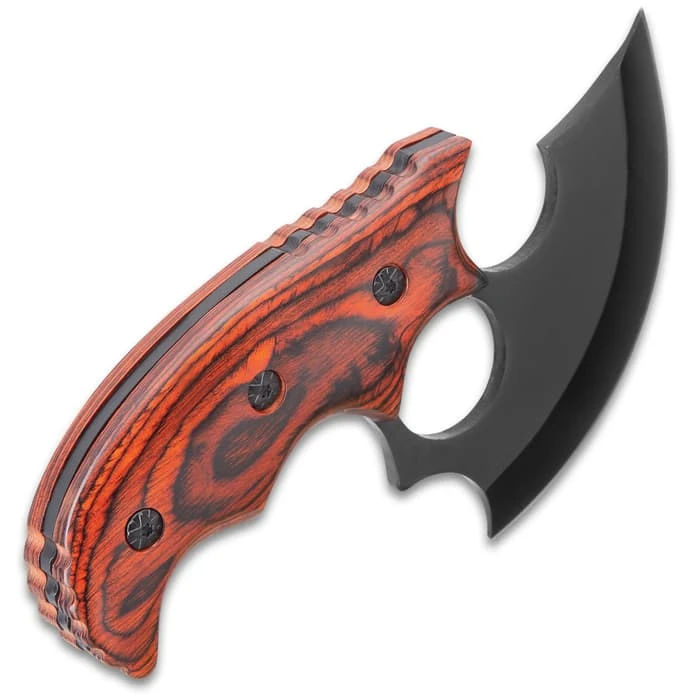 Ridge Runner Modified Ulu Knife With Sheath - Stainless Steel Blade, Full-Tang, Non-Reflective, Wooden Handle Scales - Length 6 1/2” 4 Ridge Runner Modified Ulu Knife With Sheath - Stainless Steel Blade, Full-Tang, Non-Reflective, Wooden Handle Scales - Length 6 1/2” - Image 4