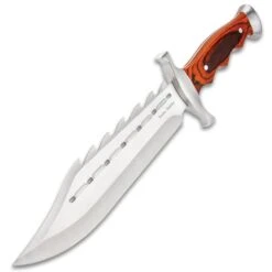 Timber Rattler Sinful Spiked Bowie Knife With Nylon Sheath - Spiked Back Blade, Ergonomic Hardwood Handle - 15" Length -Knife Series Shop E17 TR83