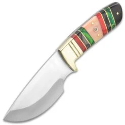 Timber Wolf Emerald Isle Knife With Sheath - Stainless Steel Blade, Full-Tang, Bone And Wood Handle, Brass Bolster - Length 9” -Knife Series Shop E17 TW1035