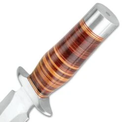 Timber Wolf Leather Fighter Dagger With Sheath - Stainless Steel Blade, Banded Leather Handle, Stainless Steel Guard - Length 13” 8 Timber Wolf Leather Fighter Dagger With Sheath - Stainless Steel Blade, Banded Leather Handle, Stainless Steel Guard - Length 13” -Knife Series Shop E17 TW1052