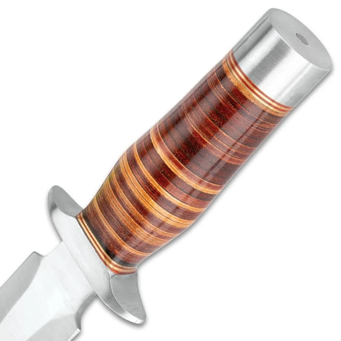 Timber Wolf Leather Fighter Dagger With Sheath - Stainless Steel Blade, Banded Leather Handle, Stainless Steel Guard - Length 13” 4 Timber Wolf Leather Fighter Dagger With Sheath - Stainless Steel Blade, Banded Leather Handle, Stainless Steel Guard - Length 13” - Image 4