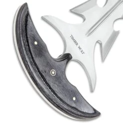 Timber Wolf Great White Push Dagger With Sheath - Stainless Steel Blade, Full Tang, Wooden Handle Scales - Length 8 3/4” -Knife Series Shop E17 TW1055
