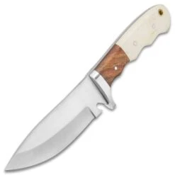 Timber Wolf Adrian Trail Knife With Sheath - Stainless Steel Blade, Full-Tang, Walnut Wood And Bone Handle Scales - Length 9” -Knife Series Shop E17 TW1093