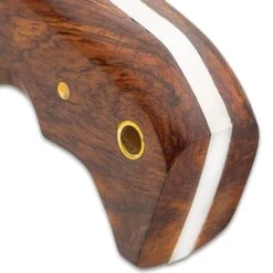 Timber Wolf Trial By Fire Tracker Knife And Sheath - 1095 Fire Kissed Carbon Steel Blade, Hardwood Handle, Brass Pins - Length 9 1/2” 8 Timber Wolf Trial By Fire Tracker Knife And Sheath - 1095 Fire Kissed Carbon Steel Blade, Hardwood Handle, Brass Pins - Length 9 1/2” -Knife Series Shop E17 TW1181