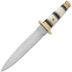Timber Wolf Knights Templar Dagger And Sheath - Stainless Steel Blade, Bone Handle, Brass Guard And Pommel - Length 13 1/2” -Knife Series Shop E17 TW1256