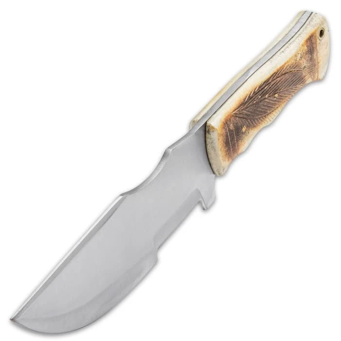 Timber Wolf Samburu Knife And Sheath - Stainless Steel Blade, Bone Handle, Lanyard Hole - Length 10” 4 Timber Wolf Samburu Knife And Sheath - Stainless Steel Blade, Bone Handle, Lanyard Hole - Length 10” - Image 4