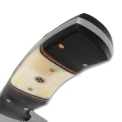 Timber Wolf River Run Skinner Knife And Sheath - High Carbon Steel Blade, Bone Handle, Fileworked Spacers, Brass Pins - Length 8 1/2” -Knife Series Shop E17 TW1379