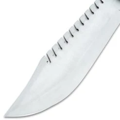 Timber Wolf Jagged Edge Knife And Sheath - Stainless Steel Blade, Wooden Handle, Lanyard Hole - Length 15 1/2" -Knife Series Shop E17 TW1411