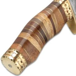 Timber Wolf Primeval Canyon Machete And Sheath - Damascus Steel Blade, Walnut Wood Handle, Brass Handguard - Length 15 1/4” -Knife Series Shop E17 TW917