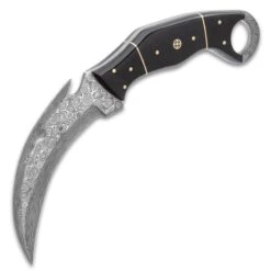 Timber Wolf Attila Karambit Knife - Damascus Steel Blade, Full-Tang, Micarta Handle Scales, Open-Ring Pommel - Length 9” 7 Timber Wolf Attila Karambit Knife - Damascus Steel Blade, Full-Tang, Micarta Handle Scales, Open-Ring Pommel - Length 9” -Knife Series Shop E17 TW931