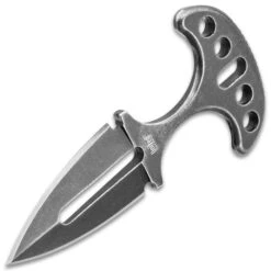 United Cutlery Undercover Stonewashed Twin Push Daggers With Sheath - One-Piece Stainless Steel Construction, Double-Edged - Length 3 3/4” -Knife Series Shop E17 UC1487SW