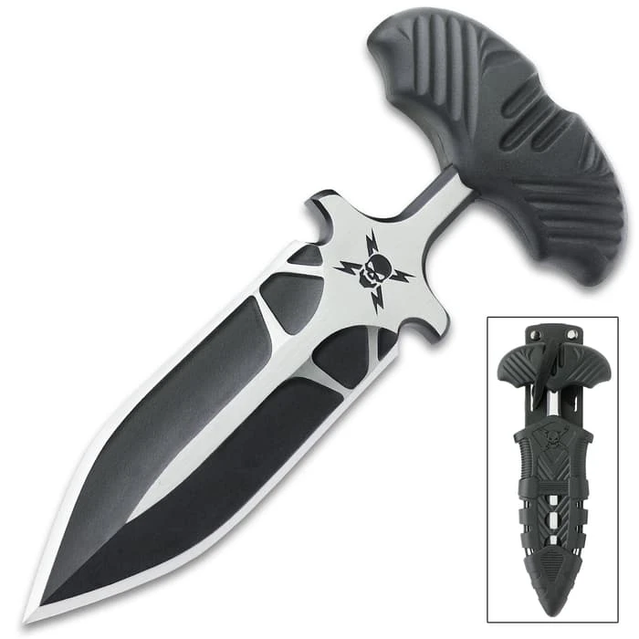 M48 Fang I Tactical Push Dagger And Sheath - Cast Stainless Steel Blade, Black Oxide Coating, TPR Handle - Length 7 3/8” 4 M48 Fang I Tactical Push Dagger And Sheath - Cast Stainless Steel Blade, Black Oxide Coating, TPR Handle - Length 7 3/8” - Image 4