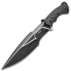 M48 Liberator Sabotage II Combat Knife With Sheath - Cast Stainless Steel, Black Oxide Coating, Layered G10 Handle - Length 13 1/2” -Knife Series Shop E17 UC3337