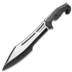 Black Ronin Stealth Machete And Sheath - Stainless Steel Blade, Black And Satin Finish, Wooden Handle - Length 16" -Knife Series Shop E17 UC3396