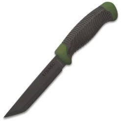 USMC Tactical Tanto Knife With Sheath - 1065 Carbon Steel Blade, Rubberized Handle, No-Slip Grip - Length 8 1/2” -Knife Series Shop E17 UC3403