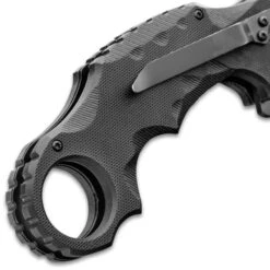 Delta Defender Assisted Opening Black Karambit Knife - Stainless Steel Blade, Non-Reflective Coating, G10 Handle Scales, Pocket Clip -Knife Series Shop E19 BK4267