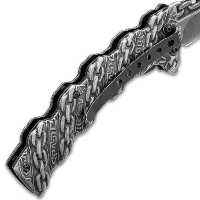 Havoc Chain Link Assisted Opening Pocket Knife - Stainless Steel Blade, Stainless Steel Molded Handle, Pocket Clip 4 Havoc Chain Link Assisted Opening Pocket Knife - Stainless Steel Blade, Stainless Steel Molded Handle, Pocket Clip - Image 4