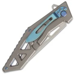 Rampage Tailwind Skeletonized Pocket Knife - Stainless Steel Blade, Steel Handle, Ti-Coated, Ball Bearing Opening, Pocket Clip -Knife Series Shop E19 BK5138