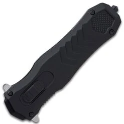 Rampage Faux OTF Knife - Stainless Steel Blade, Textured TPU Handle, Liner Lock, Pocket Clip, Glassbreaker -Knife Series Shop E19 BK5460