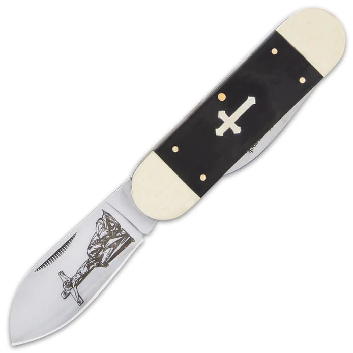 Salvation Elephant Toe Pocket Knife - Stainless Steel Blades, Bone Handle Scales, Nickel-Silver Bolsters, Brass Pins 4 Salvation Elephant Toe Pocket Knife - Stainless Steel Blades, Bone Handle Scales, Nickel-Silver Bolsters, Brass Pins - Image 4