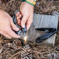 Rigid Pocket Knife And Firestarter Set - Stainless Steel Blade, G10 And Aluminum Construction -Knife Series Shop E19 BK5812