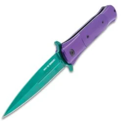 Joker Assisted Opening Stiletto Knife - Stainless Steel Blade, Slide Trigger, Anodized Aluminum Handle - Length 9” -Knife Series Shop E19 BK5949