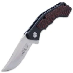 Hibben Red Whirlwind Pocket Knife - 7Cr17 Stainless Steel Blade, G10 And 6061 Aluminum Handle, Pocket Clip -Knife Series Shop E19 GH5115