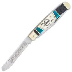 Hibben Knives 65th Anniversary Trapper Pocket Knife - Stainless Steel Blades, Bone Handle Scales, Nickel Silver Bolsters -Knife Series Shop E19 GH5116