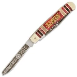 Kissing Crane Celtic Blood Trapper Knife - Stainless Steel Blades, Acrylic And Wooden Handle, Nickel Silver Bolsters -Knife Series Shop E19 KC5564